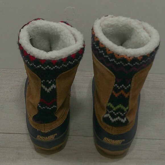 Khombu Duck Nordic Fair Isle Fleece Lined Waterproof Navy Winter Snow Boots SZ 7 - Picture 5 of 13